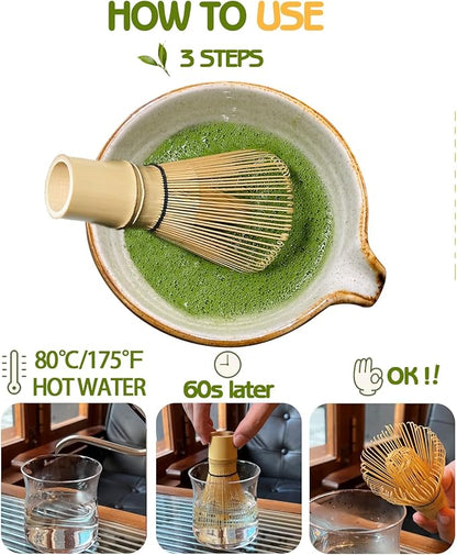 Vaiheng Matcha Whisk, Matcha Whisk Set Matcha Bamboo Whisk for Matcha Powder Handcrafted Organic Traditional Japanese Chasen, 100-Prong Matcha Stirrer Wisk Mixer Brush for Authentic Tea Preparation - Image 5