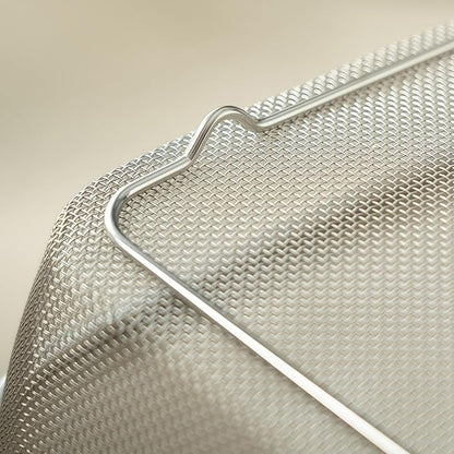 18/8 Stainless Steel Fine Mesh Strainer Basket with Feet, Rectangular Colander for Vegetables, Fruits, Pasta, Noodles – Rustproof, Durable & Easy to Clean (11.02 inch)