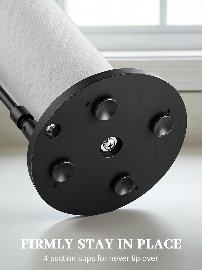SMARTAKE Paper Towel Holder, Paper Towel Dispenser Standing Weighted Base Non Slip, Spring Arm Fit Most Size Paper Roll, Stainless Steel Paper Towel Holder for Home Kitchen Countertop Tabletop, Black - Image 6