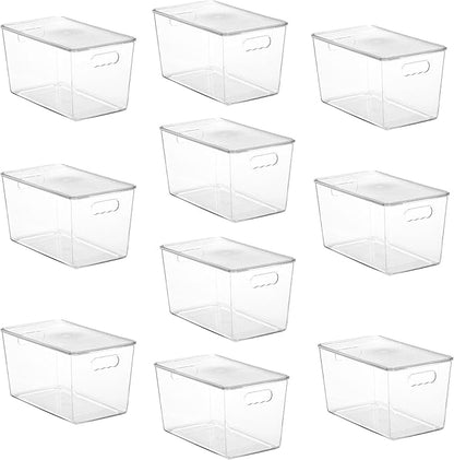Vtopmart 10 Pack Clear Stackable Storage Bins with Lids,XLarge Plastic Containers with Handle for Pantry Organizer and Storage,Perfect for Kitchen,Fridge,Cabinet, Closet,Bathroom Organization by Vtopmart