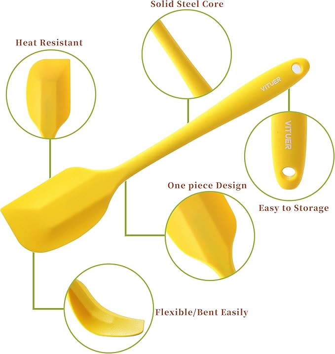 5PCS Silicone Rubber Spatula Set, VITUER Food Grade BPA-Free Spatulas for kitchen Use, Heat Resistant Spatula for Cooking & Baking, Dishwasher Safe - Image 3