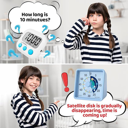 Secura 60-Minute Visual Timer for Kids, Time Clocks, Countdown Timer for Office Kitchen, Classroom Timer for Kids, Silent Time Management Tool (Blue)
