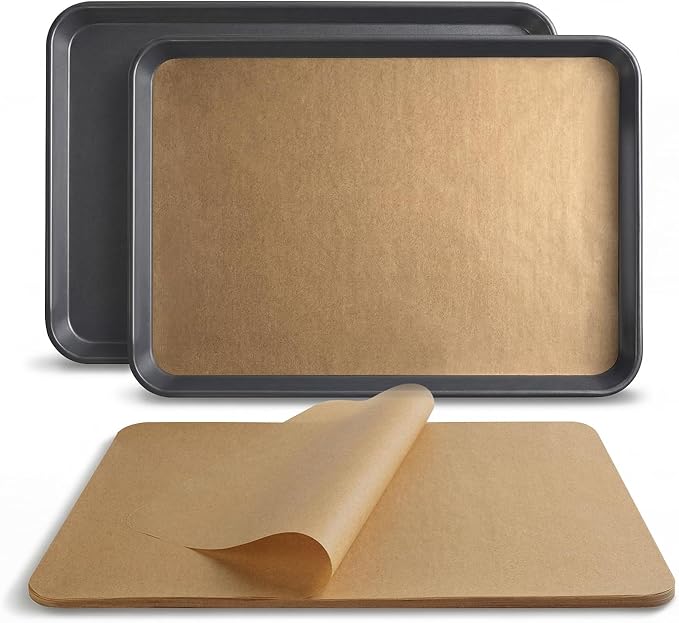 Bake Choice 2 Pack Half Sheet Pans 18x13 In with 100 Pcs Parchment Paper, Heavy Duty Carbon Steel, Warp Resistant Nonstick Baking Sheet, Commercial Grade Cookie Sheets for Oven Baking Roasting - Image 8