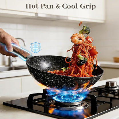 Frying Pans Skillet - 9 Pieces Nonstick Frying Pan Set Includes 3 Sizes (8"/ 10"/ 12"), PFOA Free, Induction & Oven Safe, Easy to Clean for Home Daily Cooking - Image 6