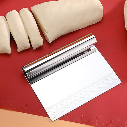 CoguZed 2 Pack Stainless Steel Pastry and Dough Cutter/Scraper/Knife Set, Ideal for Baking, Bread, Cake, Pizza, Multi purpose Bench Scraper with Measuring Scale - Image 6
