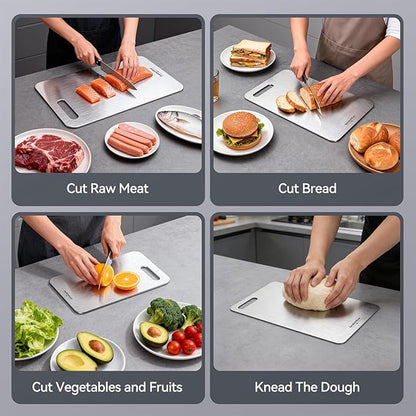 Titanium Cutting Boards, 100% Pure Titanium Kitchen Cutting Board, Double-Sided Non-Toxic Cutting Board, Ideal for Slicing and Dicing Meats, Features Handle, Dishwasher Safe,13"L*8"W - Image 6