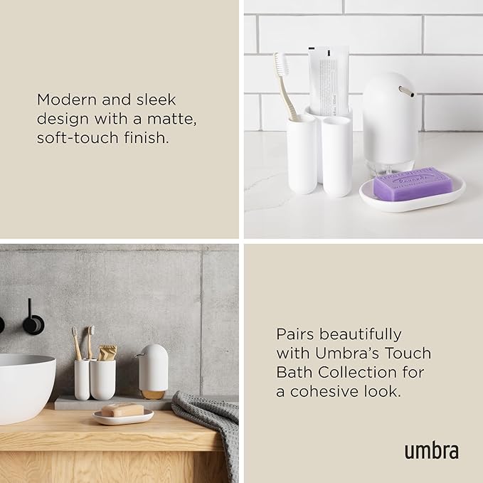 Umbra Touch Soap Dispenser Pump 13 oz (384 ml) Capacity for Liquid Soap or Hand Sanitizer, Easy to Refill, White - Image 4