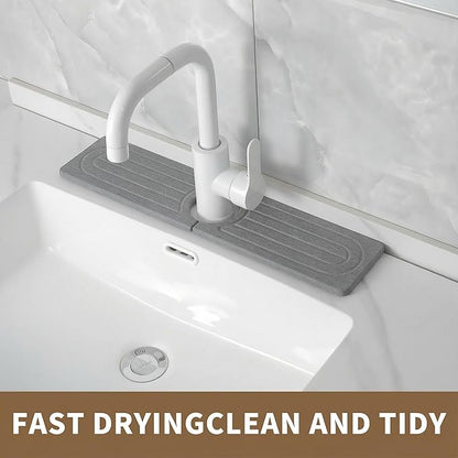 Faucet Mat for Kitchen Sink -Diatomite Stone Drying Mat for Kitchen Counter & Bathroom Sink,Quick-Dry Kitchen Sink Mat-Sink Protector & Splash Guard,Super Absorbent (Gray, 15.8"x4") - Image 7