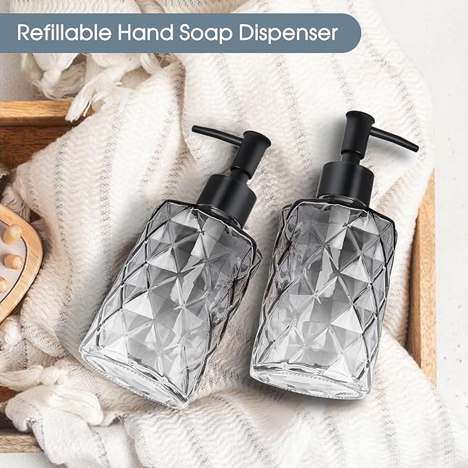 Topsky Glass Soap Dispenser with Plastic Pump, 330ml Liquid Hand Soap Dispenser, Rustproof Pump for Kitchen & Bathroom, Great for Lotions, Essential Oil, Liquid Soaps,Gradient Black - Image 7