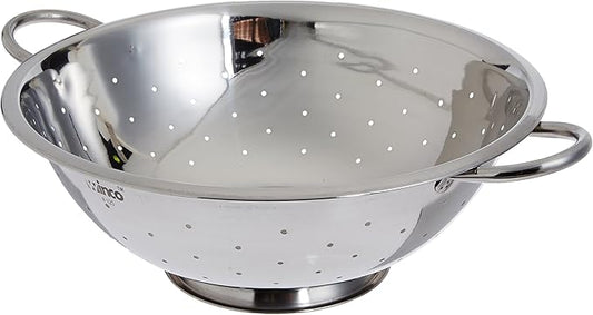Winco Stainless Steel Colander with Base, 8-Quart, Medium