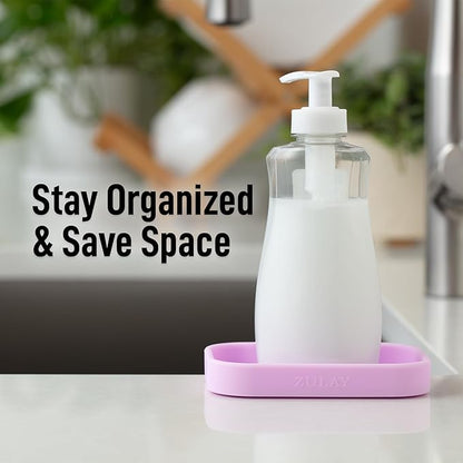 Zulay Kitchen Small Silicone Sponge Holder (4.9x3.3”) – Space-Saving Sink Organizer Tray for Sponge, Soap, Brush & More – Compact Non-Slip Dish for Kitchen & Bathroom (Lavender) - Image 5
