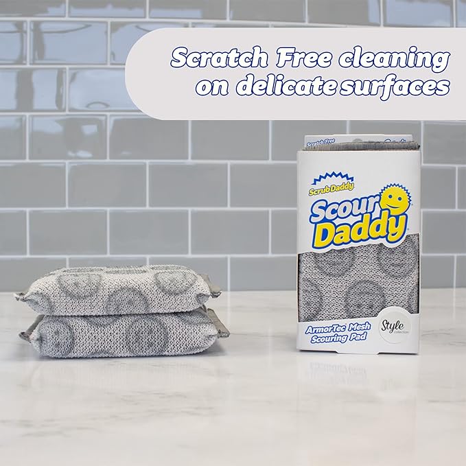 Scrub Daddy Scour Daddy Style, Scourers Non Scratch Scrubbing Sponge, Scouring Pads, Kitchen Sponges for Dishes, Dishwashing Pan Scrubber, Cleaning Supplies, Dish Sponges for Washing up, Pack of 2 - Image 5