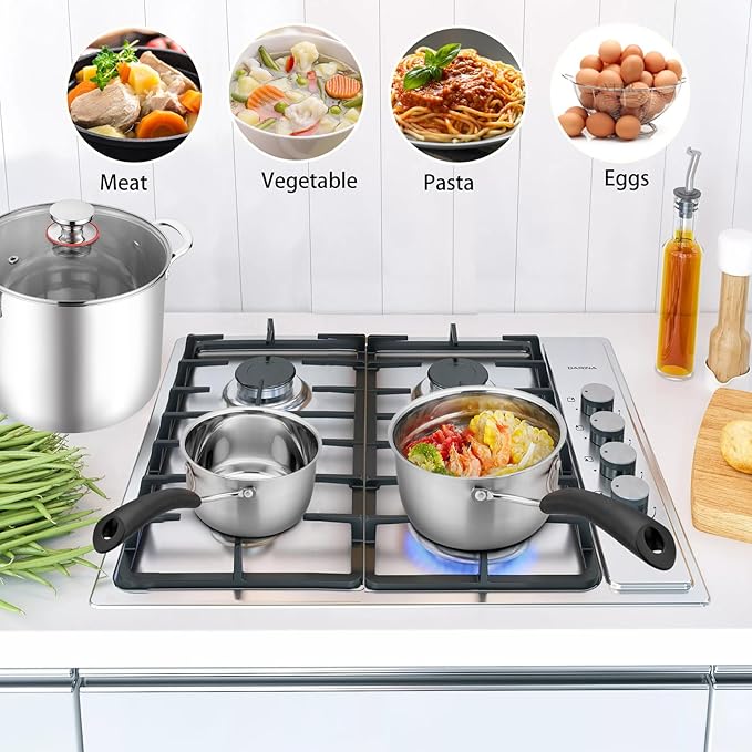 TeamFar 1qt & 2qt Saucepan with Lid, Stainless Steel Small Cooking Pot, Milk Sauce Pan with Long Handle for Home Kitchen, Non-Toxic & Heavy-Duty, Multi-use & Dishwasher Safe - Image 4