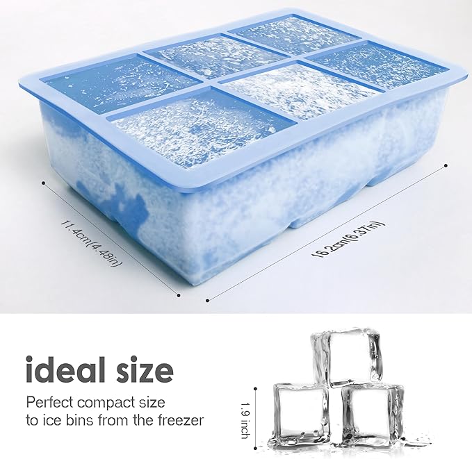 Excnorm Silicone Ice Cube Trays 3 Pack - Large Size Silicone Ice Cube Molds with Leak Proof Removable Lid Square Ice Cube Tray And BPA Free for Cocktail,Whiskey, Stackable Flexible Ice - Image 2