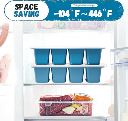 GORCI Silicone Freezer Tray With Lid, 8 Large 1 Cup Soup Freezer Molds, Soup Freezer Container for Meal Prepping, Large Ice Cube Tray， Perfect for Storing Leftovers, Sauces, Lasagna, 2-Pack - Image 8