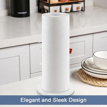 NearMoon Paper Towel Holder Countertop, Sturdy Metal Paper Towel Stand Dispenser with Marble Base, Standard or Jumbo-Sized for Kitchen Counter, Farmhouse, Living Room, Chrome Finish
