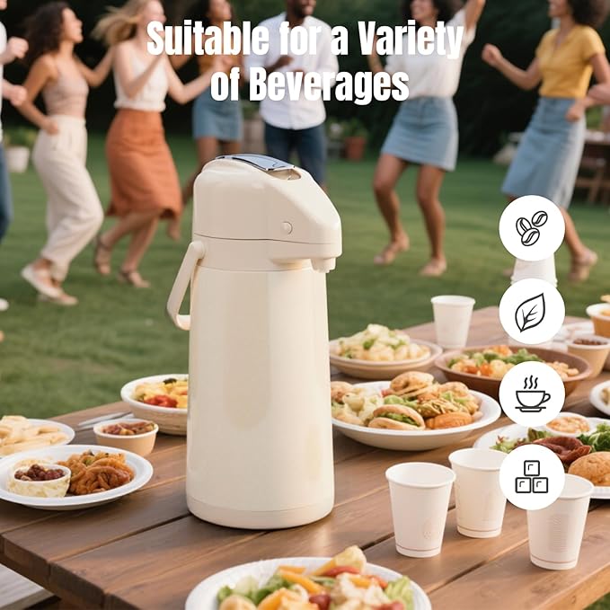 PARACITY Upgraded Airpot Coffee Carafe with Double Pump, Stainless Steel Drink Dispenser for Hot/Cold Beverage with Lazy Susan Base, Coffee Termos Para Cafe for Hot Cocoa for Parties