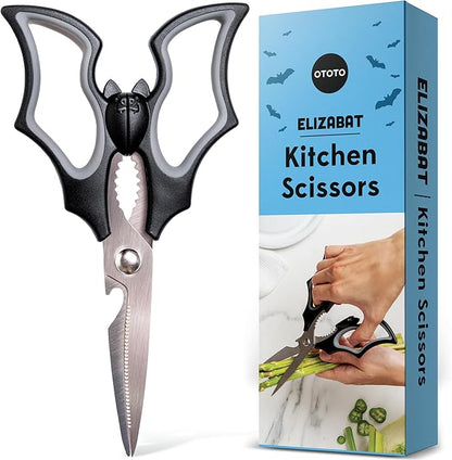 OTOTO Elizabat Kitchen Scissors - Halloween Goth Cute Bat Kitchen Shears, Gothic Scissors Utensils - Spooky Bats Halloween Gifts, Cute Gadgets, Kitchen Gadgets by OTOTO