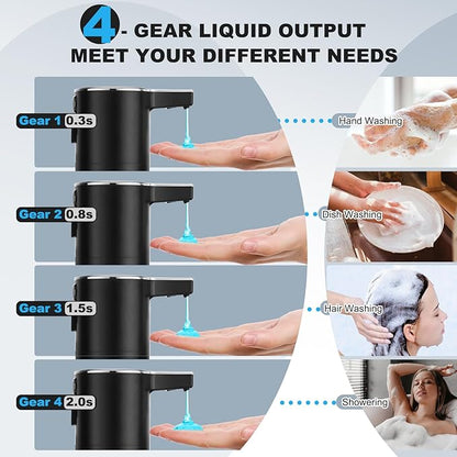 Automatic Soap Dispenser Liquid Touchless: 13.52oz/400ml Wall USB Rechargeable - 4-Level Adjustable Modern Electric Hand Soap Dispenser - Kitchen Bathroom Kids Family Black - Image 4