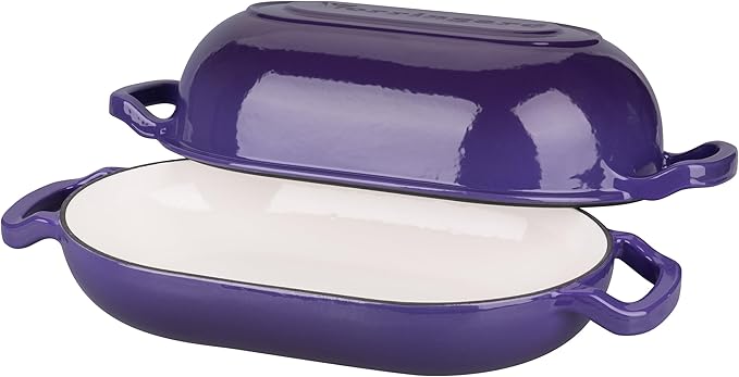 VORRINGARD Enameled Cast Iron Sourdough Bread Oven, Dutch Oven, Loaf Cast Iron Bread Pan for Homemade Bread Baking, Meatloaf Pan with Lid, 5QT, Purple - Image 5