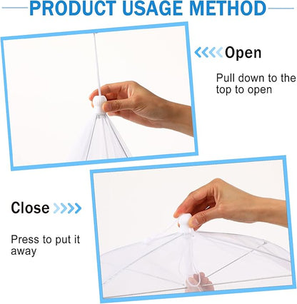 JULBEAR 4 Pcs Mesh Food Cover Tent Large and Tall Umbrella Food Screen Covers for Outside Pop-up Mesh Reusable Food Nets for Parties Picnics Outdoor BBQs Collapsible (2 Pcs 17"x17", 2 Pcs 14"x14") - Image 4