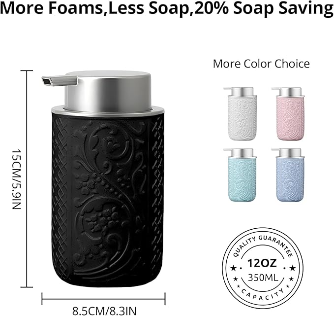 12OZ/350ML Ceramic Foaming Soap Dispenser Empty Hand Soap Dispenser Refillable Lotion Containers with Pump - Image 2