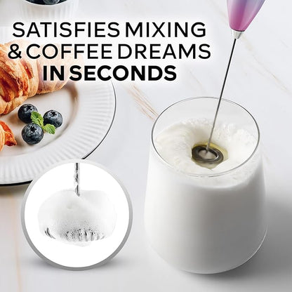 Zulay Kitchen Powerful Milk Frother Wand With 4 AA Duracell Batteries - Ultra Fast Handheld Drink Mixer - Electric Whisk Foam Maker for Coffee, Lattes, Cappuccino, Matcha & Creamer - Pink Spritz - Image 2