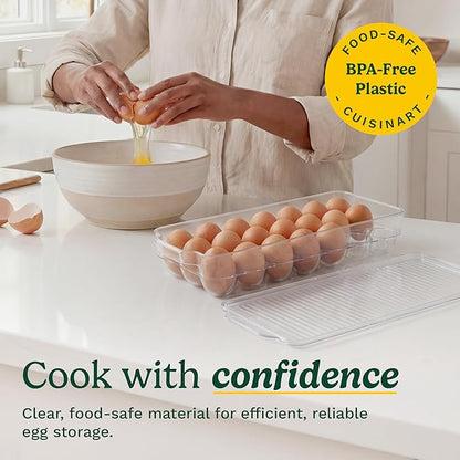 Best Brands Cuisinart Egg Holder for Fridge with Lid – Easy-to-Use Clear Stackable Egg Organizer for Refrigerator Storage, Holds Up to 21 Eggs, Space-Saving Container
