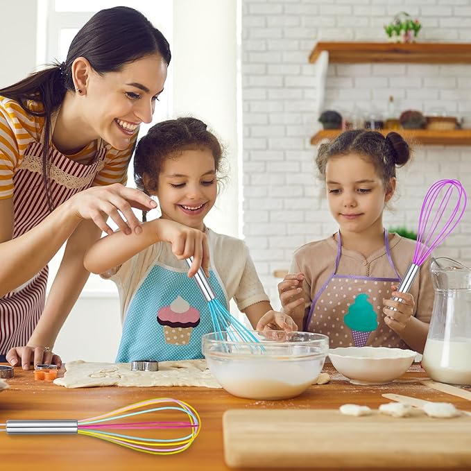 Domensi 16 Pcs 12 Inch Whisks Bulk for Cooking Silicone Whisks Non Scratch Stainless Steel Hand Coated Metal Heat Resistant Egg Beaters for Classroom Cook Party Favor Gift Supplies - Image 7