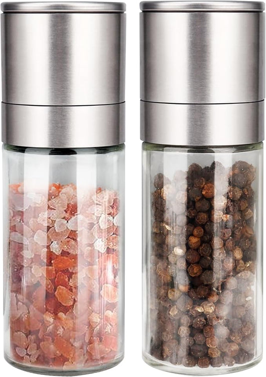 Gulex® Salt and Pepper Grinder Set, Pepper Mill, Sea Salt Shaker Grinder Refillable, Adjustable Coarseness, Stainless Steel with Ceramic Rotor(Seasoning not included) by Gulex