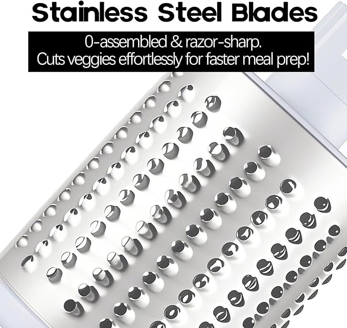 Rotary Cheese Grater Shredder, Speed Kitchen Manual Round Mandolin Slicer Safe Grinder with 3 Interchangeable Blades for Nuts, Carrot, Hashbrown, Garlic, Walnut, Potato, Chocolate (Red) - Image 6