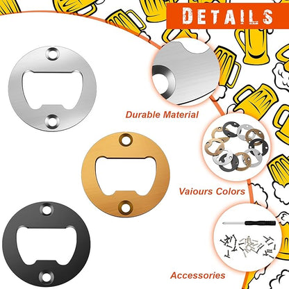 15 Sets Bottle Opener Inserts Kit Stainless Steel Round Bottle Openers Metal Inserts with Screws and Screwdriver for Bottles Opener DIY Resin Mould Kit
