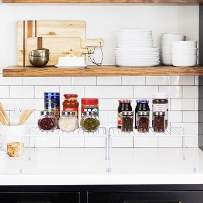 Medium (13.1 x 10.2 Inch) Cabinet Storage Shelf Rack, Shelves，Kitchen Counter and Cabinet Shelf, Storage Rack Organizer for Kitchen, Fridge, Cabinet, Bathroom Cupboard& Pantry (4, White)