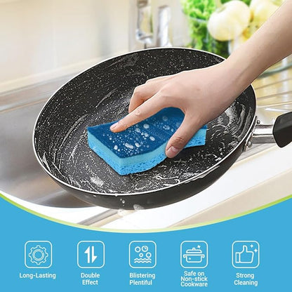AIDEA Sponges Kitchen, Non-Scratch Scrub Sponge, 12Count, Sponges for Non-Stick Cookware, Kitchen Sponge for Dishes, Cleans Fast Without Scratching, Cleaning Power for Kitchen, Bathroom, Household - Image 2