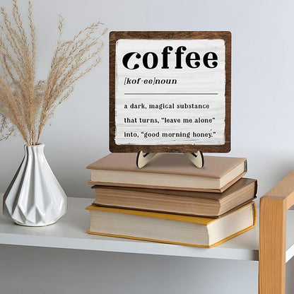 Coffee Bar Sign Plaque for Coffee Bar Station, Vintage Wooden Java Sign Decor for Kitchen,Farmhouse Cafe,Fun Gifts for Friends,Dad,Mom 5.9x5.9inch - Image 8