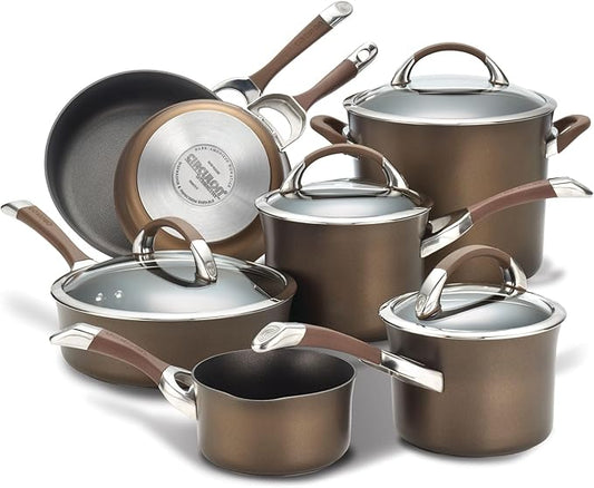 Circulon Symmetry Dishwasher Safe Hard Anodized Nonstick Cookware Pots and Pans Set, 11-Piece, Chocolate by Circulon