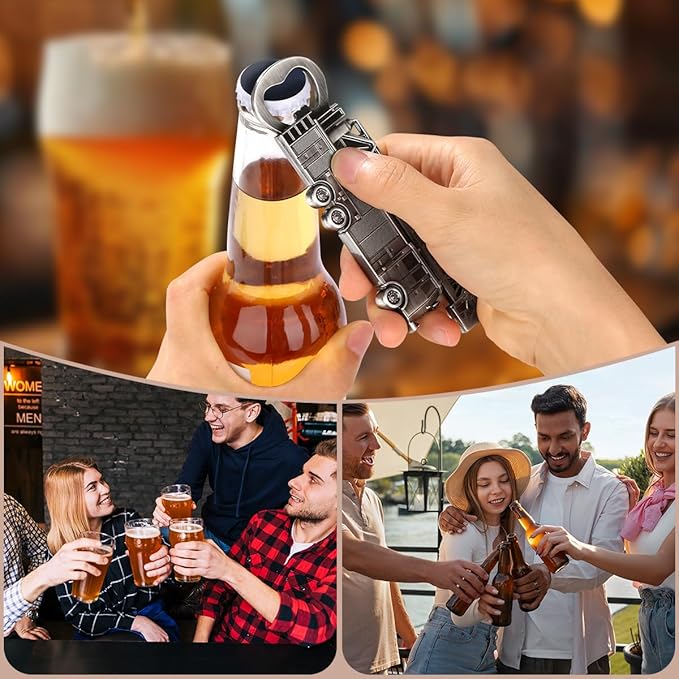 Fire Truck Bottle Opener – Firefighter Gifts for Men, Dad, Grandpa – Silver Fire Truckt-Shaped Bar Accessory with Gift Box – Perfect for Birthday Fathers Day Christmas BBQ Camping