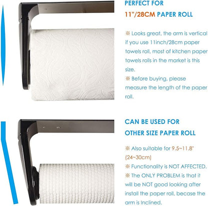 simpletome ONE Hand Tear Paper Towel Holder Under Cabinet Adhesive or Drilling Installation Aluminum Alloy + ABS (Black) - Image 5
