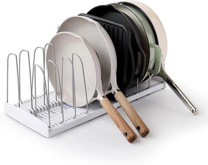 YouCopia StoreMore Expandable Cookware Rack with Tall Steel Wires, 12.5"-22" Wide Adjustable Pan Organizer for Kitchen Cabinet Storage, Premium Edition by YouCopia