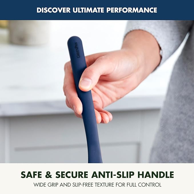 GreenPan Silicone Ultimate Fork, Mixing Stirring Serving, Cooking Kitchen Utensil, Flexible Rubber Nonstick Cookware, Rigid Steel Core, Heat-Resistant, Anti-Slip Handle, BPA-Free Dishwasher Safe, Blue - Image 6