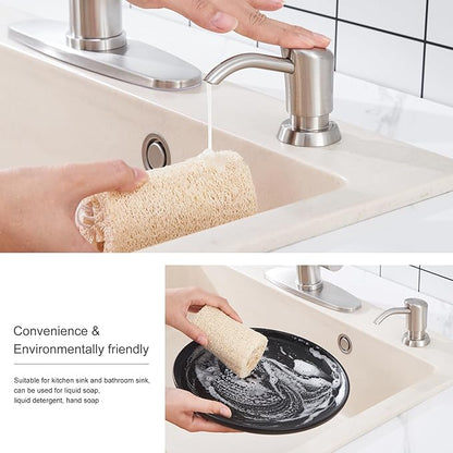 GAGALIFE Built in Counter Soap Dispenser (Brushed Nickel) for Kitchen Sink and Extension Tube Kit, Anti-Leakage Upgrade with 40" Tube No More Top Refill