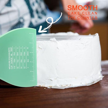 Teenitor 2 Pieces Dough Scraper, Plastic Dough Cutter, Bread Scraper for Sourdough, Bench Scraper with Measuring Scale, Multipurpose Food Scrapers for Dough, Cake, Bread Green - Image 4