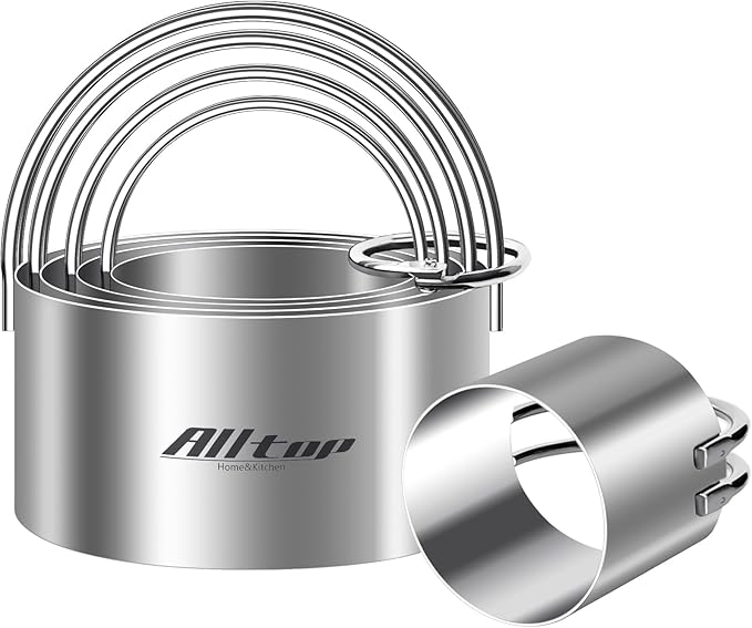 ALLTOP Round Biscuit Cutters with Handle, Stainless Steel Baking Essential Tool for Effortless Circle Cookie Shaping,Pastry,Cake Decoration Creation–Precise Cut for Dumpling,Scone, Donut-5 Pcs by ALLTOP