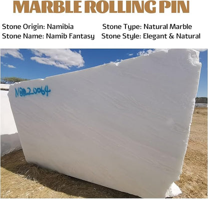 Koville African Natural Marble French Rolling Pin, 12inch Non-Stick Rolling Pin for Baking, Dough Roller for Pasta, Dumpling, Fondant, Pie, Bread, Pizza, Kitchen Baking Tools(Namib Fantasy) - Image 2