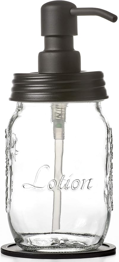 Mason Jar Soap and/or Lotion Dispenser for Hand Sanitizer, Liquid Soap or Hand/Body Lotion (Black, Single 16oz)