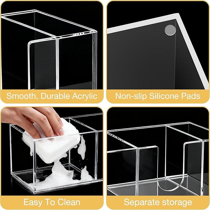 Acrylic Cup Holder for Countertop, 3 Slots Acrylic Coffee Bar Accessories and Organizer Anti Slip Waterproof, Clear Coffee Station Organizer for Cup Lid Straw