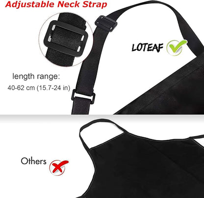 4 Packs Chef Apron, Black Waterproof Apron, Adjustable Aprons with 2 Pockets for Men Women, Professional Aprons for Kitchen Cooking Gardening Painting Baking Restaurant (Black) - Image 3