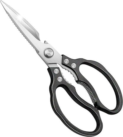 CGBE Kitchen Scissors All Purpose Heavy Duty, Ultra Sharp Stainless Steel Kitchen Shears Dishwasher Safe, Cooking Shears for Chicken, Poultry, Fish, Meat, Herbs & Grapes with Non-Slip Grips - Black by CGBE