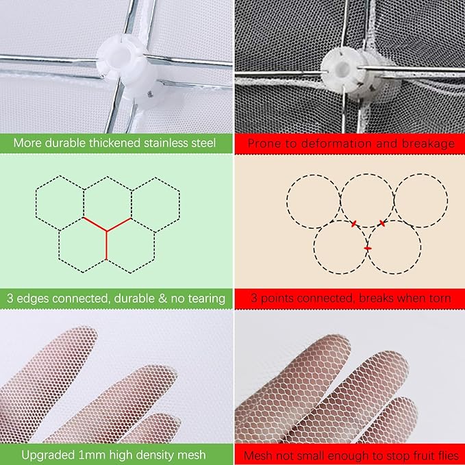 Mesh Food Covers for Outside - Upgraded 1 Extra Large 40x24 in & 4 Large 17x17 in Outdoor Party Food Cover Tent Collapsible Picnic Nets Umbrella Screen Pop Up Food Dome (White)