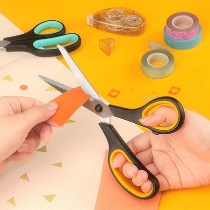 Scissors 8.5 Inch all purpose Bulk Set of 3, Scissors for Office Home School Craft Supplies, Soft Comfort-Grip Right/Left Hand, Black